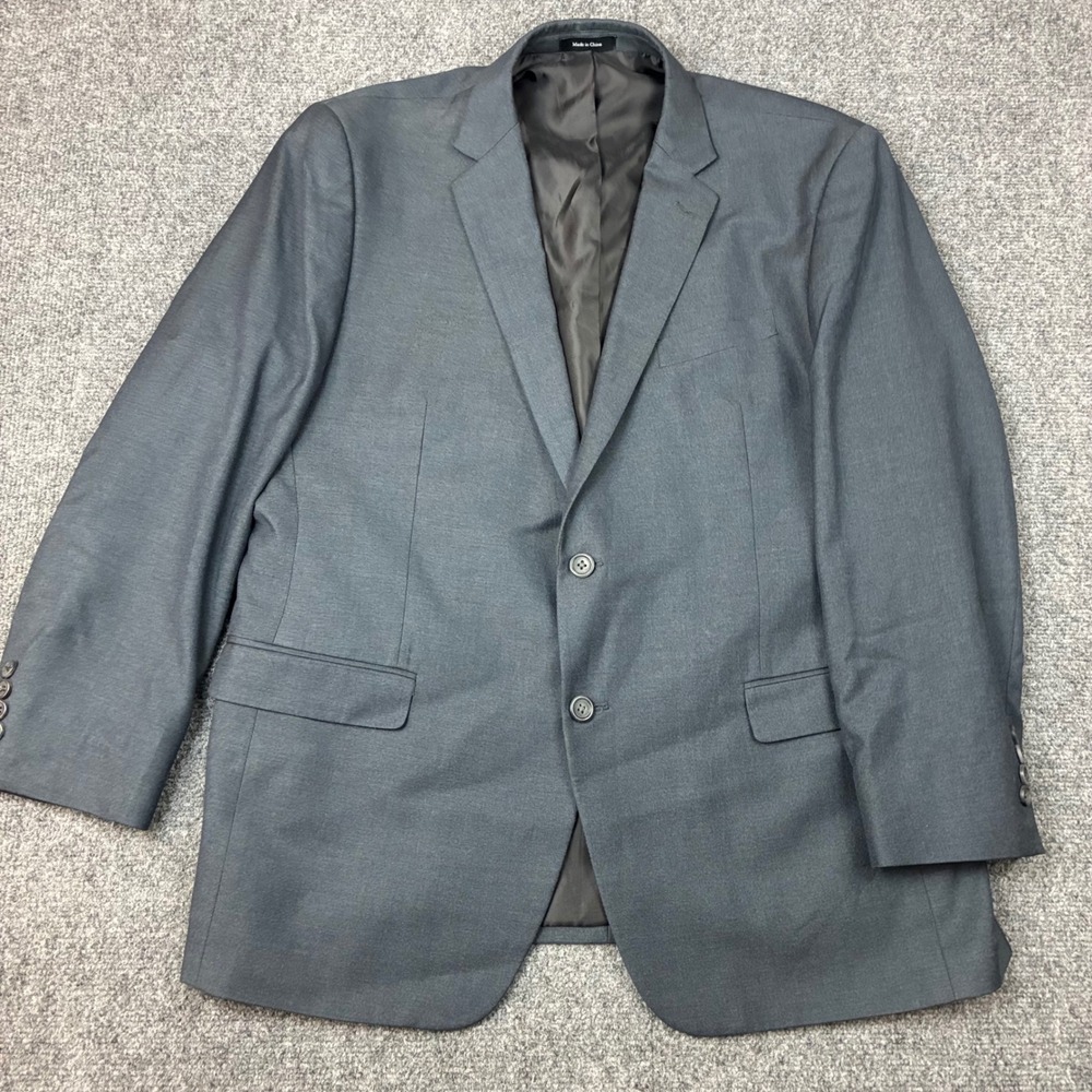 Egara Mens 46R Extreme Slim Fit Suit Jacket Blazer Charcoal Gray Rayon Blend